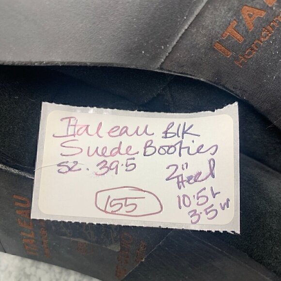 Italeau Black Suede Ankle Boots w/Tassel Side Zip Stacked Heel - Size 39.5/US9 - Picture 13 of 13
